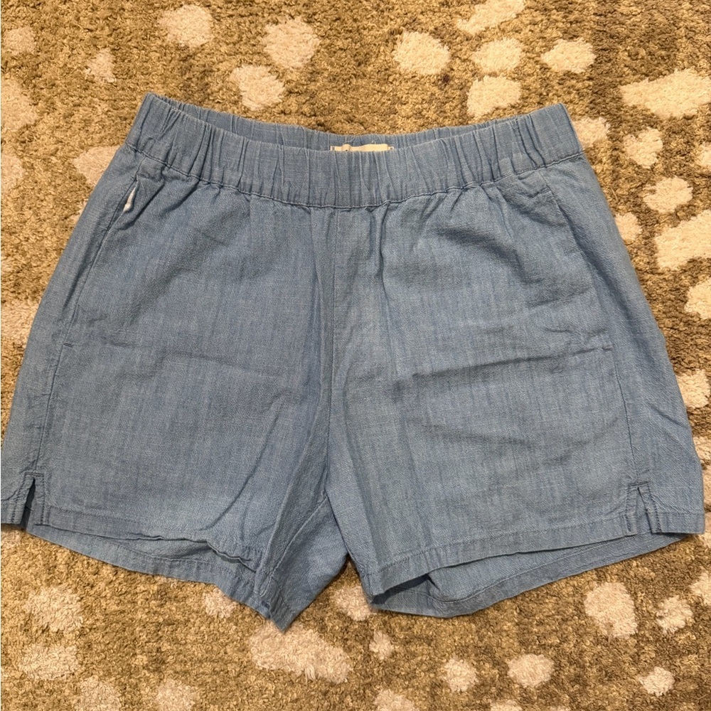 Madewell Chambray Elastic Shorts with Pockets- XS